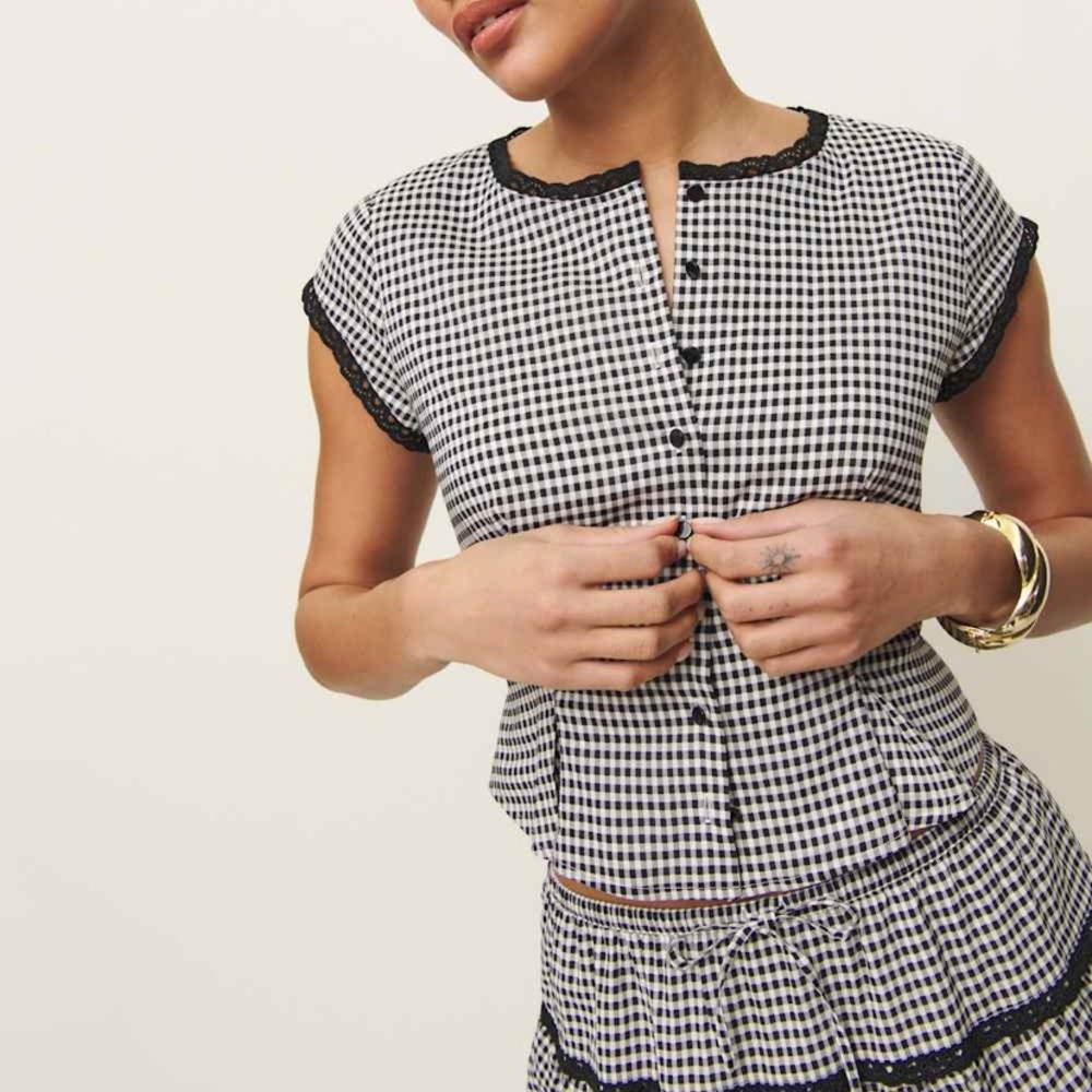 Reformation Valetta Two Piece Remy Check - Picture 2 of 6